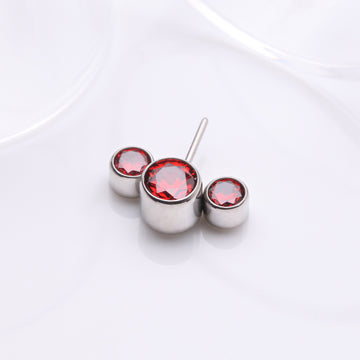 Detail View 1 of Implant Grade Titanium OneFit Threadless Triple Bubble Sparkle Front Facing Top Part-Red